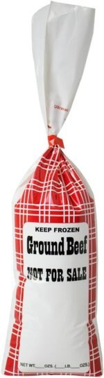 UltraSource Ground Beef Freezer Bags, 2 lb "Not for Sale"Red Plaid (Pack of 1000) - Image 3