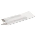 Bagcraft Papercon Togo Silverware Bag, 10" Length x 2-3/4" Width, White (Case of 2000) #300039 - Image 2