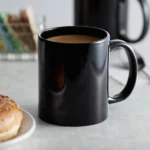 Acopa 12 oz. Customizable Black C-Handle Stoneware Mug - 12/Pack