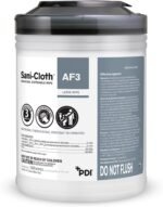 Sani-Cloth AF3, Surface Disinfecting Wipes 6 x 6.75 in, Fragrance Free, Alcohol-Free, Large Canister, 160 Wipes- 1 CAN