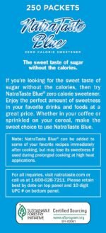 NatraTaste Blue Zero Calorie Sweetener, Bulk Sugar Substitute for Coffee, Iced Tea, Lemonade, Sugar Alternative, 250 Packets Value Box (8 pack) - Image 3
