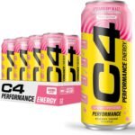 C4 Performance Energy Drink Strawberry Blast -Zero Sugar Carbonated Preworkout Energy, 200mg Caffeine with Beta Alanine-16 Fl Oz (12 Pack)