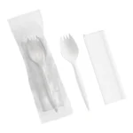 Prime Source Medium Weight White Wrapped P P Spork and Napkin Kits 1000/Case - Image 3