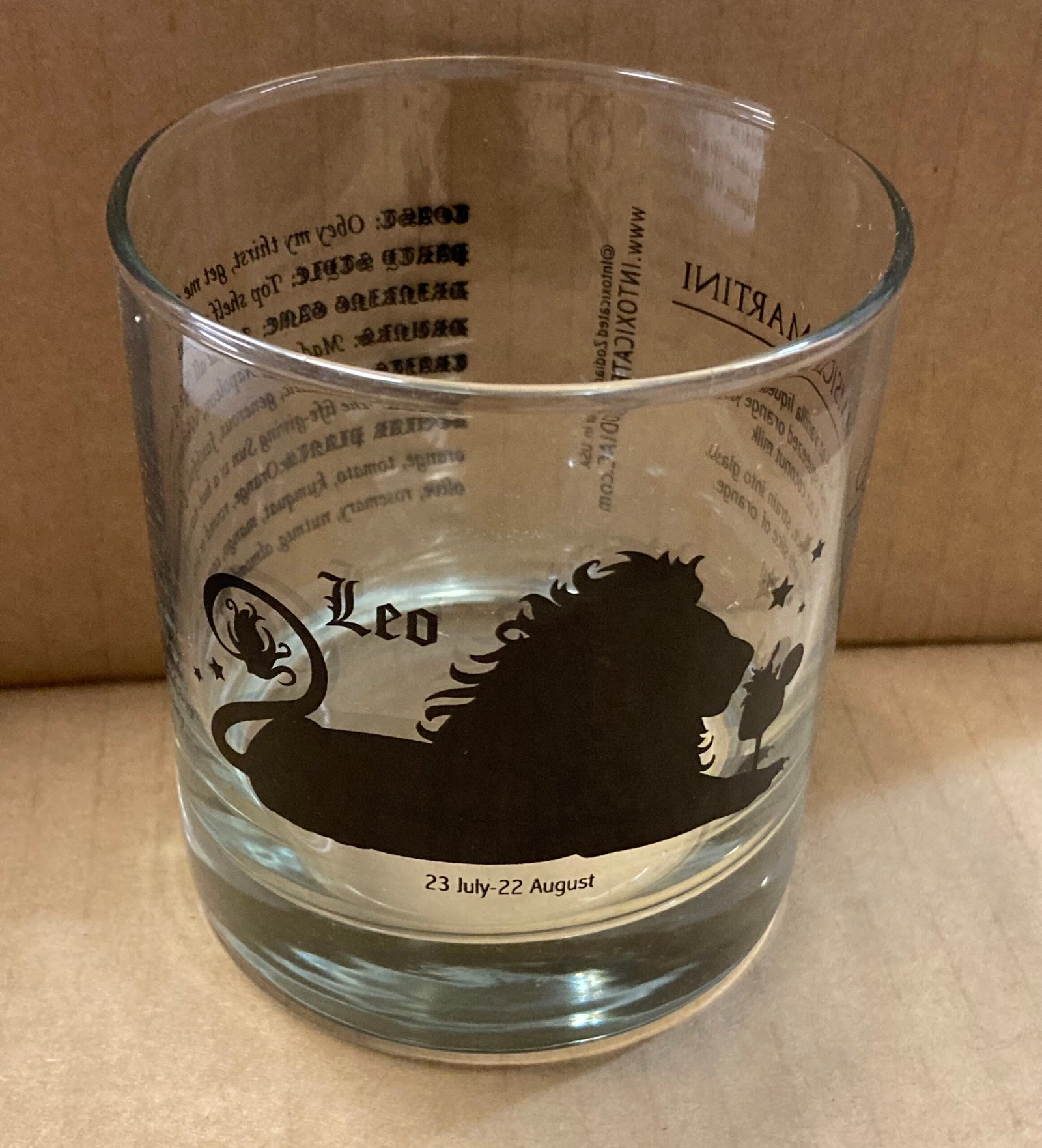 IMG_7609 Customizable LEO Zodiac Sign Glass Tumblers, 11 oz- 12 Count /Case - Image 1