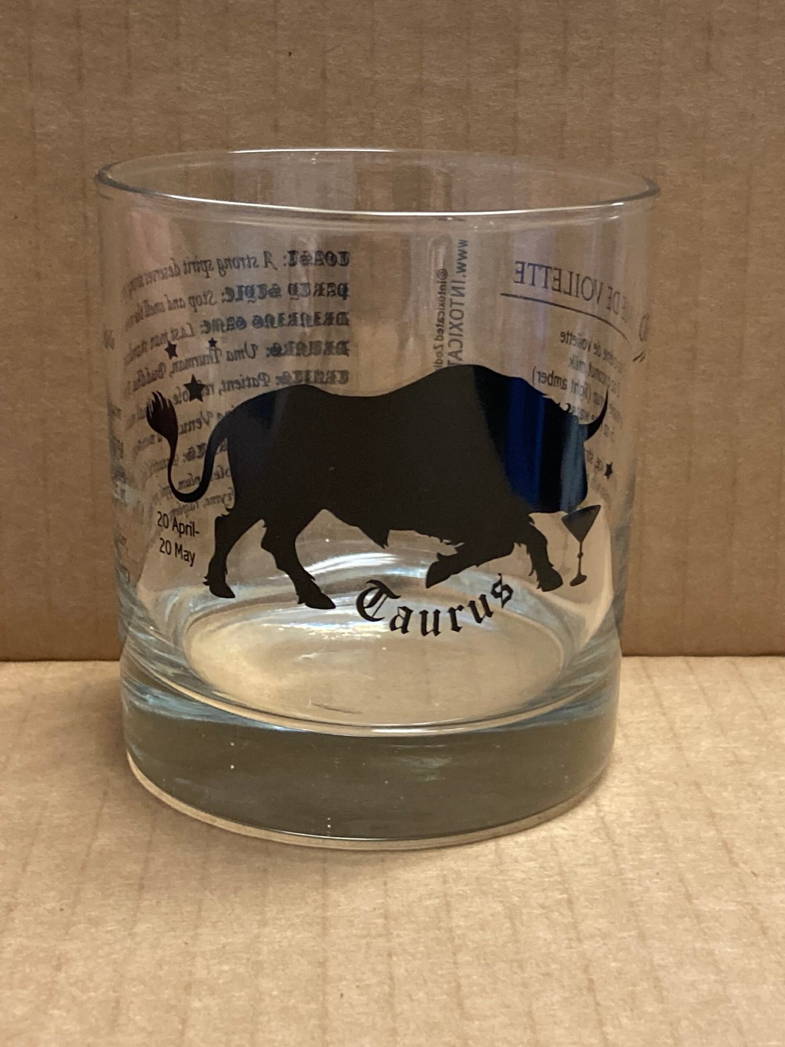 IMG_7611 Customizable TAURUS Zodiac Sign Glass Tumblers, 11 oz- 12 Count /Case - Image 1