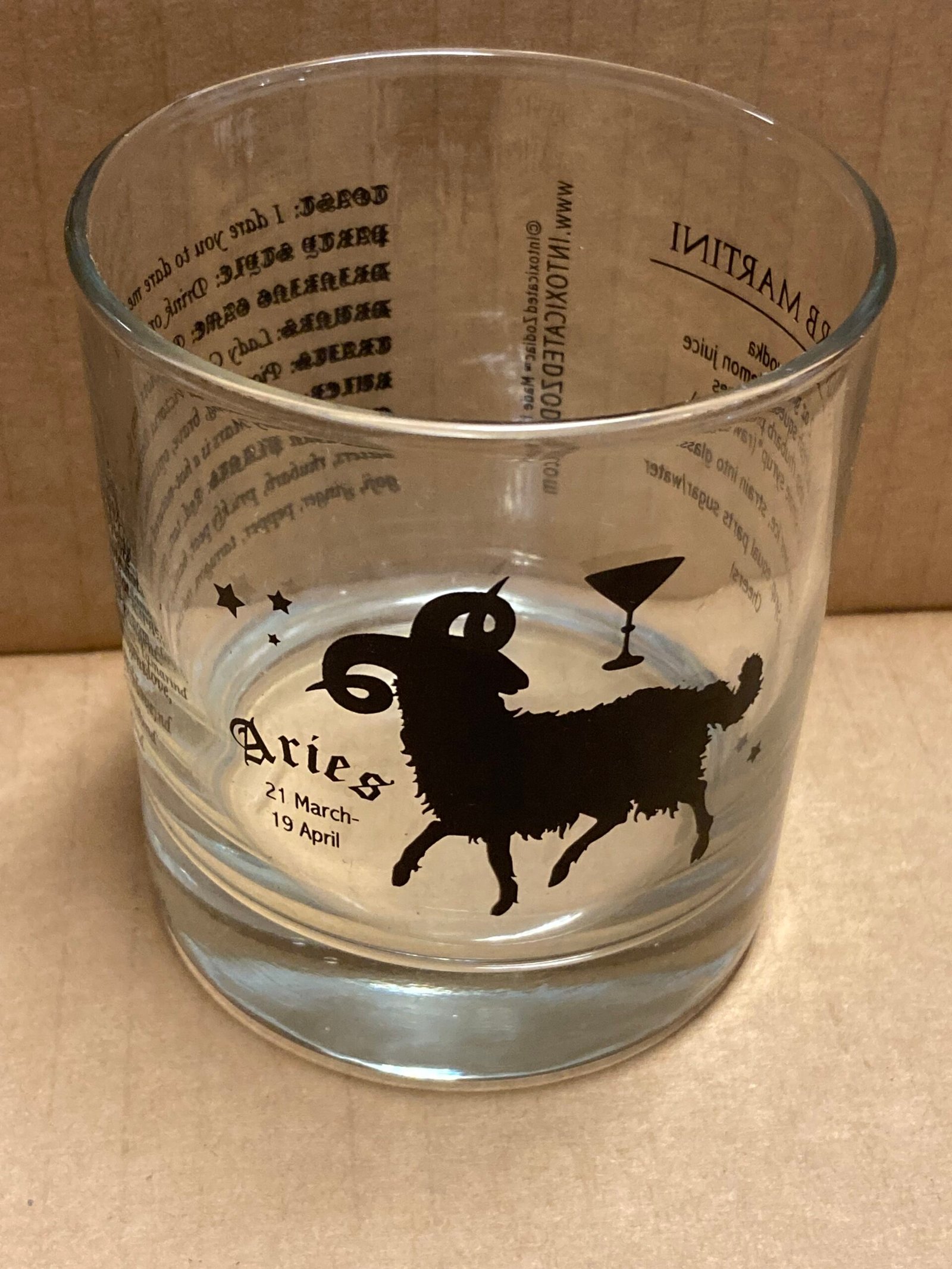 IMG_7613 Customizable ARIES Zodiac Sign Glass Tumblers, 11 oz- 12 Count /Case - Image 1