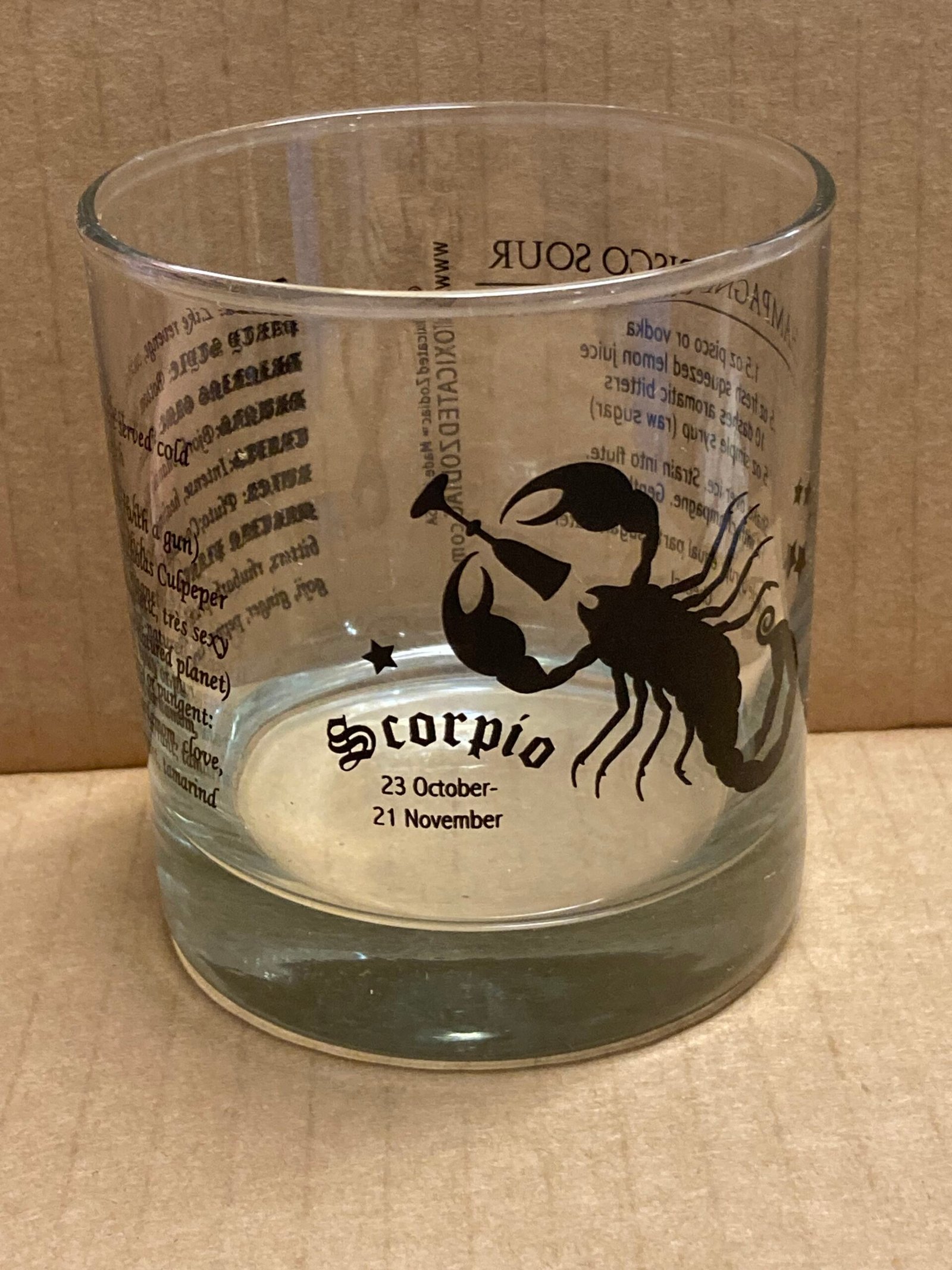 IMG_7624 Customizable SCORPIO Zodiac Sign Glass Tumblers, 11 oz- 12 Count /Case - Image 1