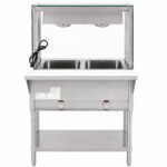 Prepline 32" Two Well Gas Hot Food Steam Table with Lighted Sneeze Guard and Undershelf - Image 2