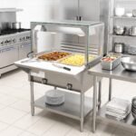 Prepline 32" Two Well Gas Hot Food Steam Table with Lighted Sneeze Guard and Undershelf