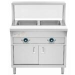 Prepline 32" Two Pan Sealed Well Electric Hot Food Steam Table with Sneeze Guard and Enclosed Base - 120V, 1000W - Image 3