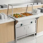 Prepline 32" Two Pan Sealed Well Electric Hot Food Steam Table with Sneeze Guard and Enclosed Base - 120V, 1000W