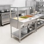 Prepline 48" Three Well Gas Hot Food Steam Table with Lighted Sneeze Guard and Undershelf