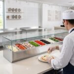 Coldline CTP80SG 80" Refrigerated Countertop Salad Bar, Glass Topping Rail, 9 Pans