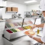 Coldline CTP80SS 80" Refrigerated Countertop Salad Bar, Stainless Steel Topping Rail, 9 Pans