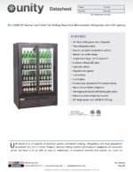 Unity BLU-36SB 36" Narrow Low Profile Two Sliding Glass Door Merchandiser Refrigerator with LED Lighting, Black - Image 4