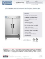 Evercool E-2FE 54" Solid Door Commercial Reach-In Freezer - Stainless Steel - Image 6