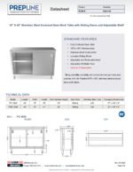 Prepline PC-1848 18"D x 48"L Stainless Steel Enclosed Base Work Table with Sliding Doors and Adjustable Shelf - Image 4