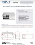 Prepline 30"D x 72"L Stainless Steel Enclosed Base Work Table with Sink and Sliding Doors - Image 9
