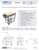 Prepline 20" X 30" Stainless Steel Utility Trolley Cart with Wood Top and Undershelves - Image 3
