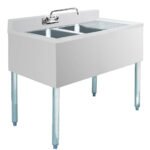 Prepline Stainless Steel 2 Bowl Underbar Hand Sink with Faucet and Right Drainboard- 36" x 18"