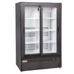 Unity BLU-36SB 36" Narrow Low Profile Two Sliding Glass Door Merchandiser Refrigerator with LED Lighting, Black - Image 3