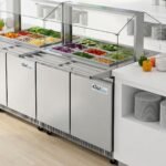 Coldline CBT-48-CSG 48" Stainless Steel Refrigerated Salad Bar, Buffet Table with Sneeze Guard, Tray Slide and Pan Cover