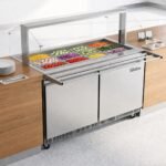 Coldline CBT-60-CSG 60" Stainless Steel Refrigerated Salad Bar, Buffet Table with Sneeze Guard, Tray Slide and Pan Cover