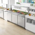 Coldline CBT-72-CSG 72" Stainless Steel Refrigerated Salad Bar, Buffet Table with Sneeze Guard, Tray Slide and Pan Cover