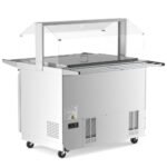 Coldline CBT-48-CSG 48" Stainless Steel Refrigerated Salad Bar, Buffet Table with Sneeze Guard, Tray Slide and Pan Cover - Image 6