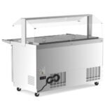 Coldline CBT-60-CSG 60" Stainless Steel Refrigerated Salad Bar, Buffet Table with Sneeze Guard, Tray Slide and Pan Cover - Image 5