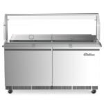 Coldline CBT-60-CSG 60" Stainless Steel Refrigerated Salad Bar, Buffet Table with Sneeze Guard, Tray Slide and Pan Cover - Image 3