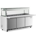 Coldline CBT72-LT 72" Refrigerated Employee Service Salad Bar with Cutting Board and Lighted Glass Sneeze Guard