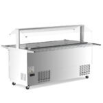 Coldline CBT-72-CSG 72" Stainless Steel Refrigerated Salad Bar, Buffet Table with Sneeze Guard, Tray Slide and Pan Cover - Image 6