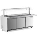 Coldline CBT-72-CSG 72" Stainless Steel Refrigerated Salad Bar, Buffet Table with Sneeze Guard, Tray Slide and Pan Cover - Image 2