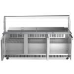 Coldline CBT-72-CSG 72" Stainless Steel Refrigerated Salad Bar, Buffet Table with Sneeze Guard, Tray Slide and Pan Cover - Image 4