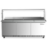 Coldline CBT-72-CSG 72" Stainless Steel Refrigerated Salad Bar, Buffet Table with Sneeze Guard, Tray Slide and Pan Cover - Image 3