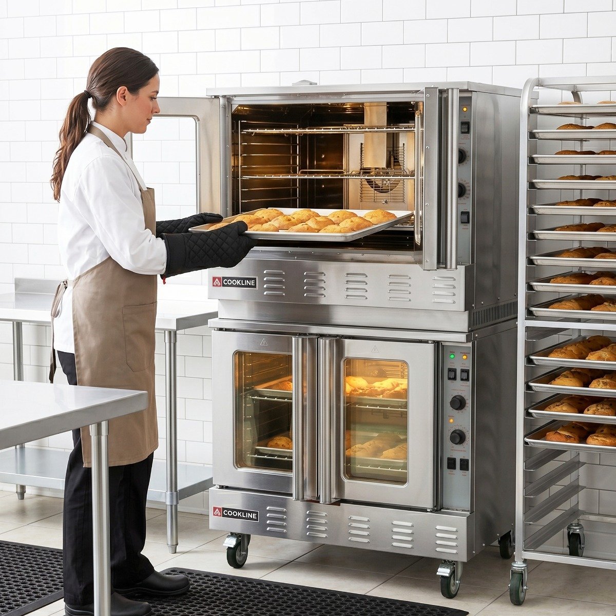 cc80-dbl-deep-depth-double-deck-full-size-gas-convection-oven-120000-btu.jpg Cookline CC80-DBL Deep Depth Double Deck Full Size Gas Convection Oven - 120,000 BTU - Image 1