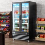 Coldline CLM-54R 54" Double Glass Swing Door Merchandiser Refrigerator with LED Lighting, Black