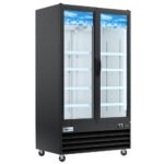 Coldline CLM-54R 54" Double Glass Swing Door Merchandiser Refrigerator with LED Lighting, Black - Image 2