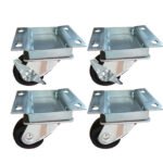 Coldline PFC-2-SB 2" ADA Height Swivel Plate Casters, 2 with Side Brake (Set of 4)