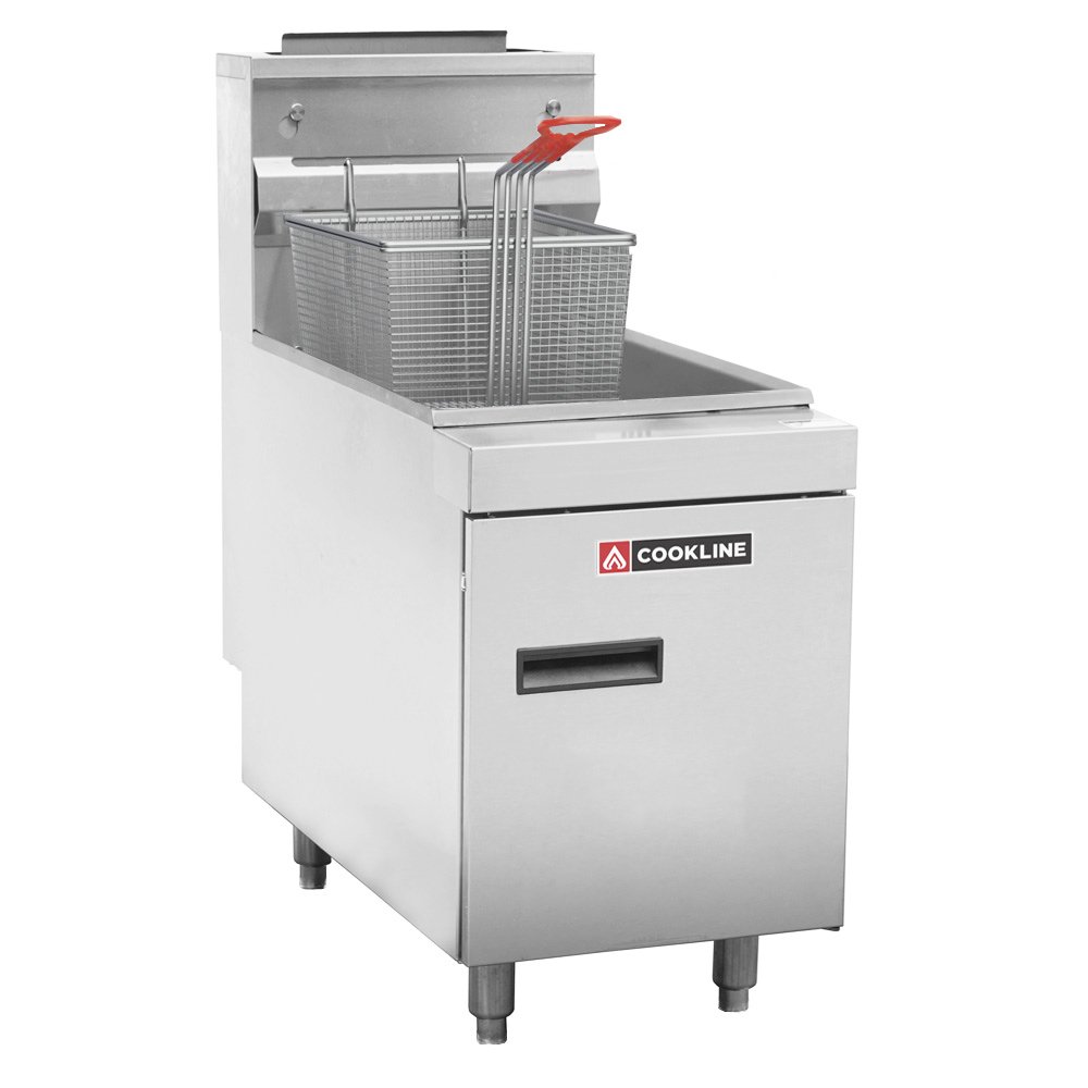 ctf2-countertop-gas-fryer_2_1_1.jpg Cookline CTF2-NG Commercial 25 lb Natural Gas Stainless Steel Countertop Fryer - 44,000 BTU - Image 1