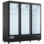 Coldline D3-B 74" Three Glass Door Merchandiser Freezer with LED Lighting, Black - Image 3