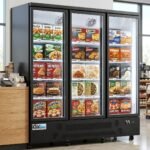 Coldline D3-B 74" Three Glass Door Merchandiser Freezer with LED Lighting, Black