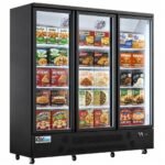 Coldline D3-B 74" Three Glass Door Merchandiser Freezer with LED Lighting, Black - Image 2