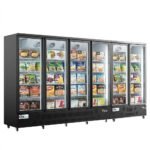 Coldline D6-B 148" Six Glass Door Merchandiser Freezer with LED Lighting, Black - Image 3