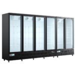 Coldline D6-B 148" Six Glass Door Merchandiser Freezer with LED Lighting, Black - Image 2