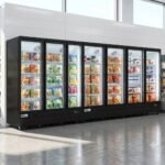 Coldline D7-B 172" Seven Glass Door Merchandiser Freezer with LED Lighting, Black