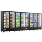 Coldline D8-B 197" Eight Glass Door Merchandiser Freezer with LED Lighting, Black - Image 2