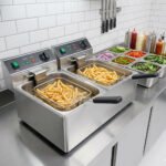 Cookline DF15-2-220 22" Dual Tank 30 lb. Electric Countertop Deep Fryer, 220v