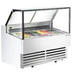 Marchia GIC-10-ST 56" 10-Pan Flat Glass White Gelato Ice Cream Dipping Cabinet Display Freezer - Image 2